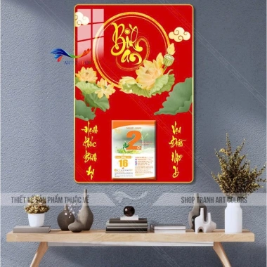 Lịch tráng gương 2.026 Bánh Ngọ chữ Bình An 40x60cm, treo tường, kèm lốc lịch, bo viền 9mm - Giá ưu đãi 110.200₫ 4