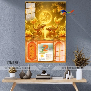 Lịch tráng gương 2.026 Bình Ngọ Cá Chép Tài Lộc - Mẫu mới hiện đại, treo tường 40x60cm, bo viền 9mm, kèm lốc lịch đại, giá chỉ 110.200đ
