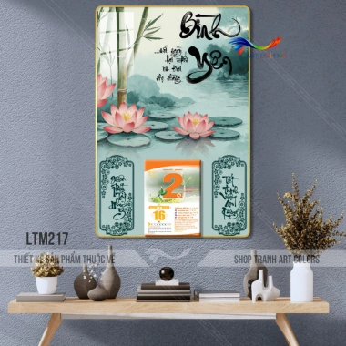 Lịch tráng gương 2.026 Bình Ngọ Hoa Sen - Treo tường 40x60cm, bo viền 9mm, 110k