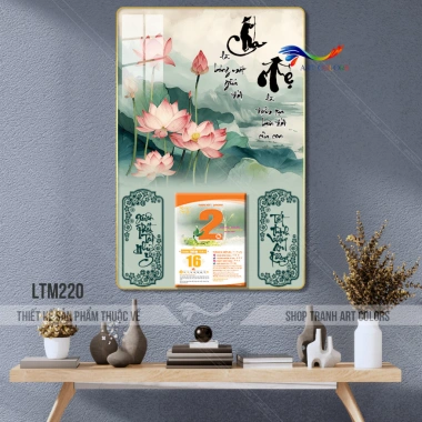 Lịch tráng gương 2.026 Bình Ngọ Hoa Sen - Treo tường 40x60cm, bo viền 9mm, 110k