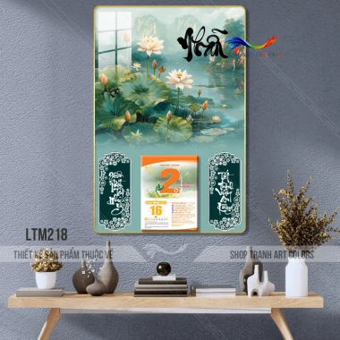 Lịch tráng gương 2.026 Bình Ngọ Hoa Sen - Treo tường 40x60cm, bo viền 9mm, 110k