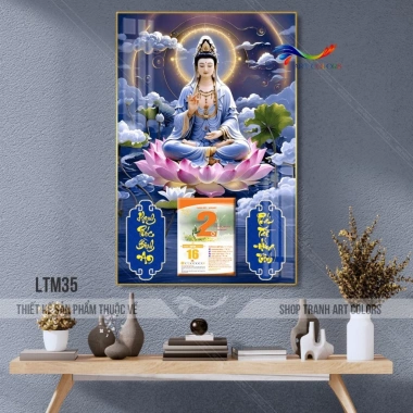 Lịch tráng gương 2.026 Bình Ngọ Phật Quan Âm Bồ Tát, treo tường 40x60, lốc lịch