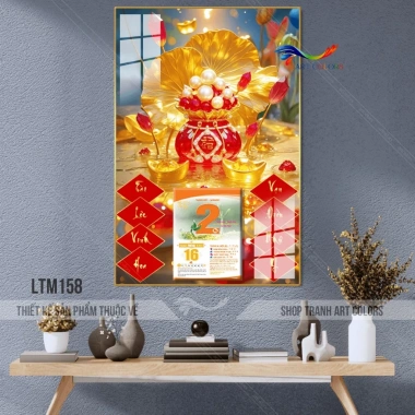 Lịch tráng gương 2.026 Bình Ngọc Chiêu Tài - Hũ tài lộc, treo tường 40x60cm, kèm lốc lịch 2 Lịch tráng gương 2.026 Bình Ngọc Chiêu Tài - Hũ tài lộc, treo tường 40x60cm, kèm lốc lịch 2