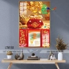 Lịch tráng gương 2.026 Bình Ngọc Chiêu Tài - Hũ tài lộc, treo tường 40x60cm, kèm lốc lịch 10