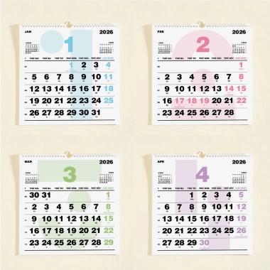 Lịch treo tường 2.026 30x30cm COLOR, lịch âm, ngày lễ VN, sticker note, ghi chú - 79.600₫