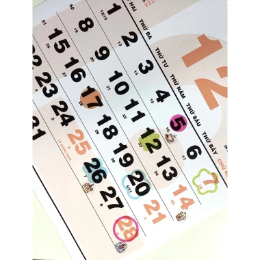 Lịch treo tường 2.026 30x30cm COLOR, lịch âm, ngày lễ VN, sticker note, ghi chú - 79.600₫