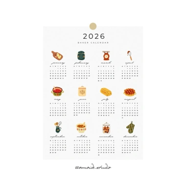 Lịch treo tường 2.026 30x40cm - Du lịch, làm bánh, làm vườn, giấy cứng cáp, chỉ 58.000 VNĐ
