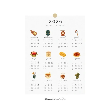 Lịch treo tường 2.026 30x40cm - Du lịch, làm bánh, làm vườn, giấy cứng cáp, chỉ 58.000 VNĐ
