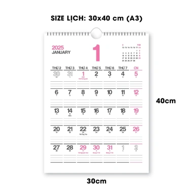 Lịch treo tường 2.026 30x40cm - Lịch Âm, tặng sticker note, ghi chú, chỉ 86.900₫