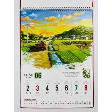 Lịch treo tường 2.026 52 tuần - Lịch Tết, chúc mừng Năm Mới, giảm giá 266k