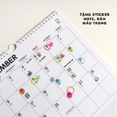 Lịch treo tường 2.026 BASIC có lịch âm, tặng sticker note, planner tiện dụng - 76.900₫