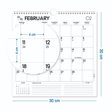 Lịch treo tường 2.026 BASIC có lịch âm, tặng sticker note, planner tiện dụng - 76.900₫