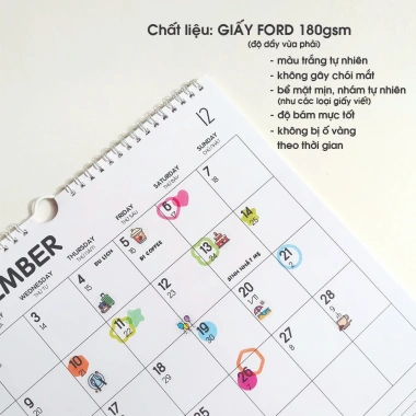 Lịch treo tường 2.026 BASIC có lịch âm, tặng sticker note, planner tiện dụng - 76.900₫