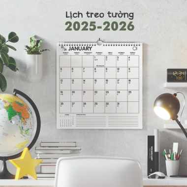 Lịch treo tường 2.026 BASIC có lịch âm, tặng sticker note, planner tiện dụng - 76.900₫