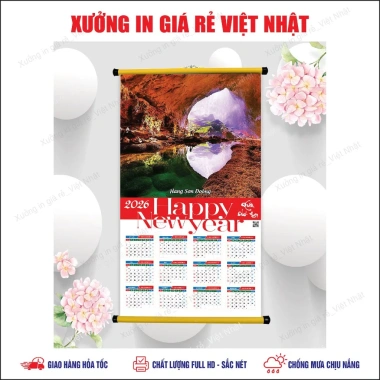 Lịch treo tường 2.026 - Giá 99.000₫, mẫu sẵn & theo yêu cầu, in lấy ngay, Việt Nhật