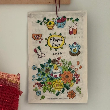 Lịch treo tường 2.026 phong cách Nepal, doodle động vật dễ thương - Giá giảm còn 90.000₫