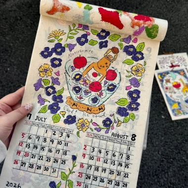 Lịch treo tường 2.026 phong cách Nepal, doodle động vật dễ thương - Giá giảm còn 90.000₫