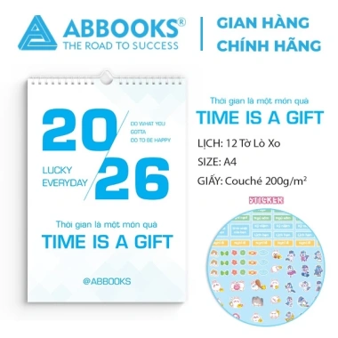 Lịch Treo Tường 2.026 Time Is A Gift - Phiên Bản Tươi Mới Cảm Hứng - 48.000 VNĐ - ABBOOKS