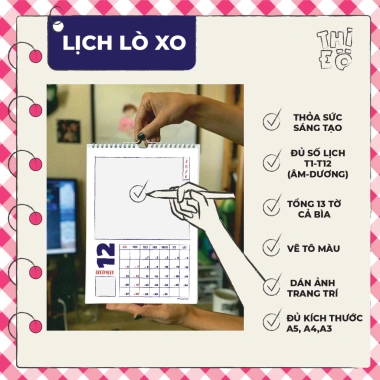Lịch treo tường mẫu trắng tự thiết kế, in ảnh theo yêu cầu - giá ưu đãi 80.000đ
