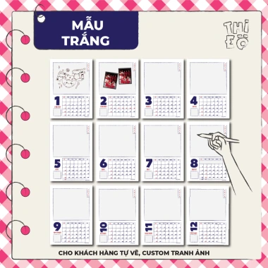 Lịch treo tường mẫu trắng tự thiết kế, in ảnh theo yêu cầu - giá ưu đãi 80.000đ