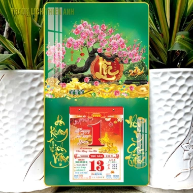 Lịch treo tường tráng gương Hoa Đào Bloc 14.5x20.5cm giá ưu đãi 159.000 VND