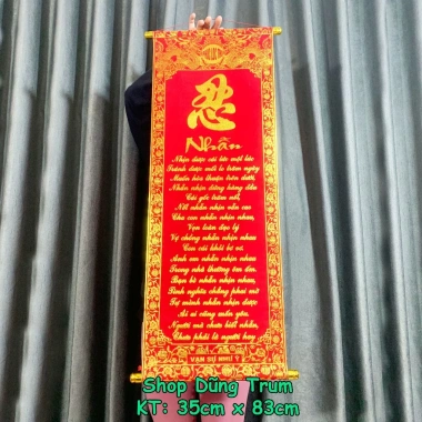 Liễn treo Tết Phúc Lộc Thọ Đức Tâm nhung đỏ chữ vàng - Giá ưu đãi 50.000₫, gốc 65.000₫