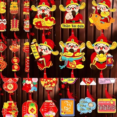 Liễng Dây Treo Trang Trí Tết Thần Tài, Cá Chép, Cây Đào, Cây Mai Phụ Kiện Decor Thẻ Tag Giá 17.000đ