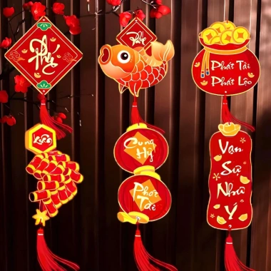 Liễng Dây Treo Trang Trí Tết Thần Tài, Cá Chép, Cây Đào, Cây Mai Phụ Kiện Decor Thẻ Tag Giá 17.000đ