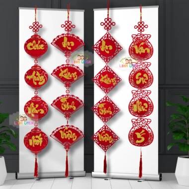Liễng treo 1m Khánh tết - Trang trí Tết 2.024, chữ thư pháp kim tuyến, chỉ 60.000₫