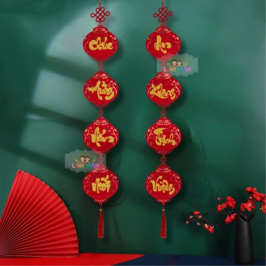 Liễng treo 1m Khánh tết - Trang trí Tết 2.024, chữ thư pháp kim tuyến, chỉ 60.000₫