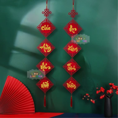 Liễng treo 1m Khánh tết - Trang trí Tết 2.024, chữ thư pháp kim tuyến, chỉ 60.000₫