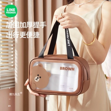 Line FRIENDS Túi Giặt Tách Ướt Khô Du Lịch Di Động Trong Suốt Chống Thấm Nước