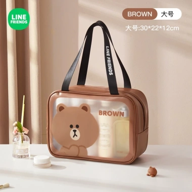 Line FRIENDS Túi Giặt Tách Ướt Khô Du Lịch Di Động Trong Suốt Chống Thấm Nước