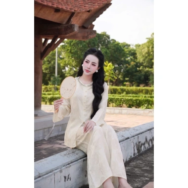Linh Đan Bộ pháp Phục - Bộ quần áo đi chùa lụa tằm xếp ly tay cúc chéo cổ cao cấp, chỉ 430.000₫
