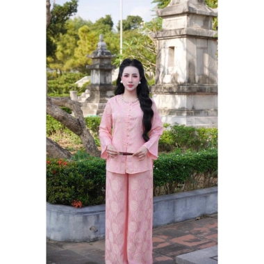 Linh Đan Bộ pháp Phục - Bộ quần áo đi chùa lụa tằm xếp ly tay cúc chéo cổ cao cấp, chỉ 430.000₫