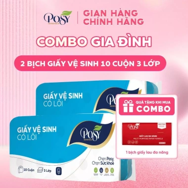 LIVE KOL Combo 2 Bịch Giấy Vệ Sinh Posy 10 Cuộn 3 Lớp Mềm Mịn Không Bụi - Giá Ưu Đãi 135.000 VND