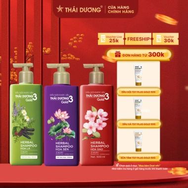Live mua 1 tặng 1 Dầu gội Thái Dương 3 Gold 500ml + Dầu xả / Sữa tắm Thái Dương 7 Plus Gold 50g - Giá chỉ 176.727₫