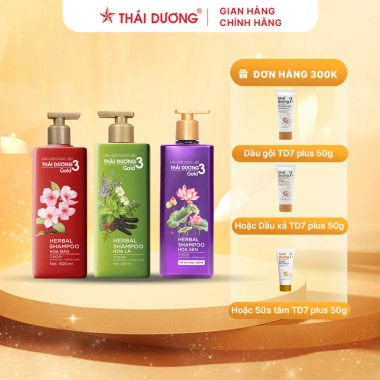 Live mua 1 tặng 1 Dầu gội Thái Dương 3 Gold 500ml + Dầu xả / Sữa tắm Thái Dương 7 Plus Gold 50g - Giá chỉ 176.727₫