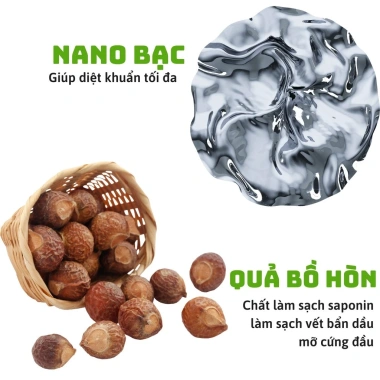 Lọ 1.000ml Nước rửa chén bát hữu cơ Bồ Hòn Bio Nano - Sạch dầu mỡ, tinh dầu khử mùi, Giá 110.000đ 3