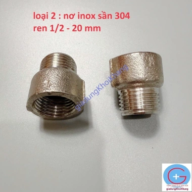 Lơ inox ren 1/2 15mm hàng đẹp, bóng, nối ren trong‑ngoài, giá rẻ 8.000đ