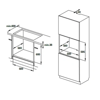 Lò nướng âm tủ Hafele HO-K60B 5L - 8 chức năng, nút vặn nhấn đẩy, cửa kính 3 lớp cách nhiệt, giá 19,45tr 7