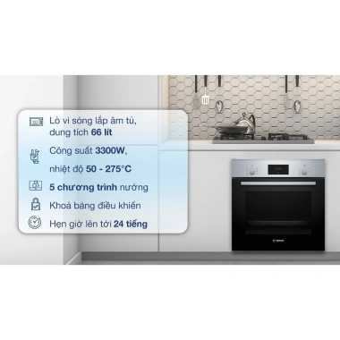 Lò nướng Bosch HBF133BS0A 66L - 5 chế độ, EcoClean Direct, giá 17.235.000₫