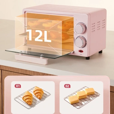 Lò Nướng Điện Mini 12L 750W Hai Lớp Tự Động Đa Năng Bánh Giá 558.000 VND