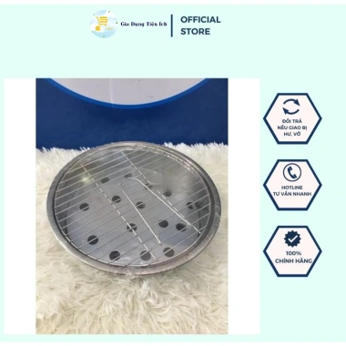 Lò Nướng Tròn Nhỏ Inox Dày Bếp Than và Vỉ Nướng Cao Cấp Giá 198.000₫