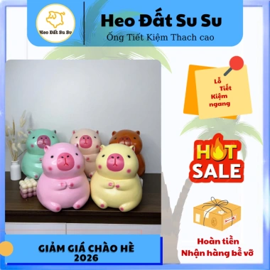 Lỗ tiết kiệm tròn ống Chuột Lang Capybara kute – Heo Đất Su Su, chỉ 69k, dễ dùng