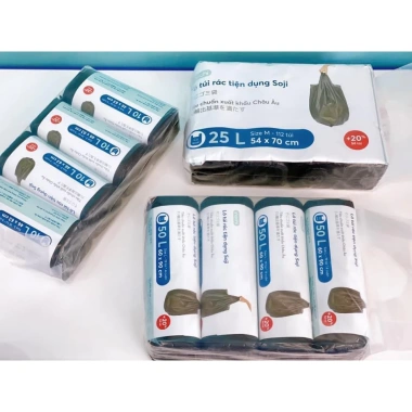 Lô túi rác Soji 4x10L-25L-50L INOCHI chính hãng, nhẹ 1kg/4cuộn, giá ưu đãi 20.880₫