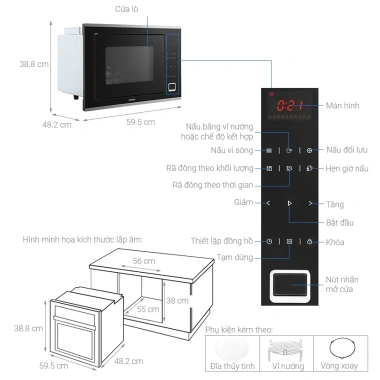Lò vi sóng HAFELE HM-B38C kết hợp nướng - công suất mạnh, thiết kế hiện đại, giá ưu đãi 9,7 triệu 7