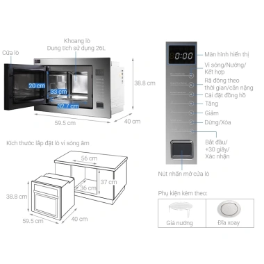 Lò vi sóng Junger TK-90 25L - Hâm nóng, rã đông, nấu đa chế độ, giá ưu đãi 10.99 triệu