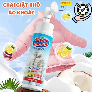 Lọ xịt giặt khô áo khoác, áo phao, áo lông vũ có bàn chà - Giặt sạch nhanh, hương thơm, giảm giá 55k 9