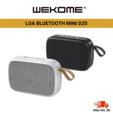 Loa Bluetooth 5.0 WEKOME D20 - Nhỏ gọn, Gắn thẻ nhớ, USB, tần 20-58Hz, giá 75k